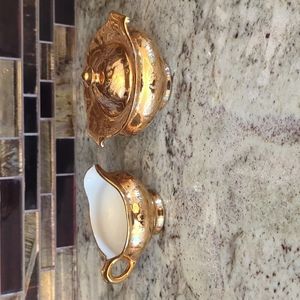 Park Ave 22kt Gold China Sugar & Creamer